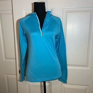 Nike hooded warm long sleeve blue top women’s xsmall .